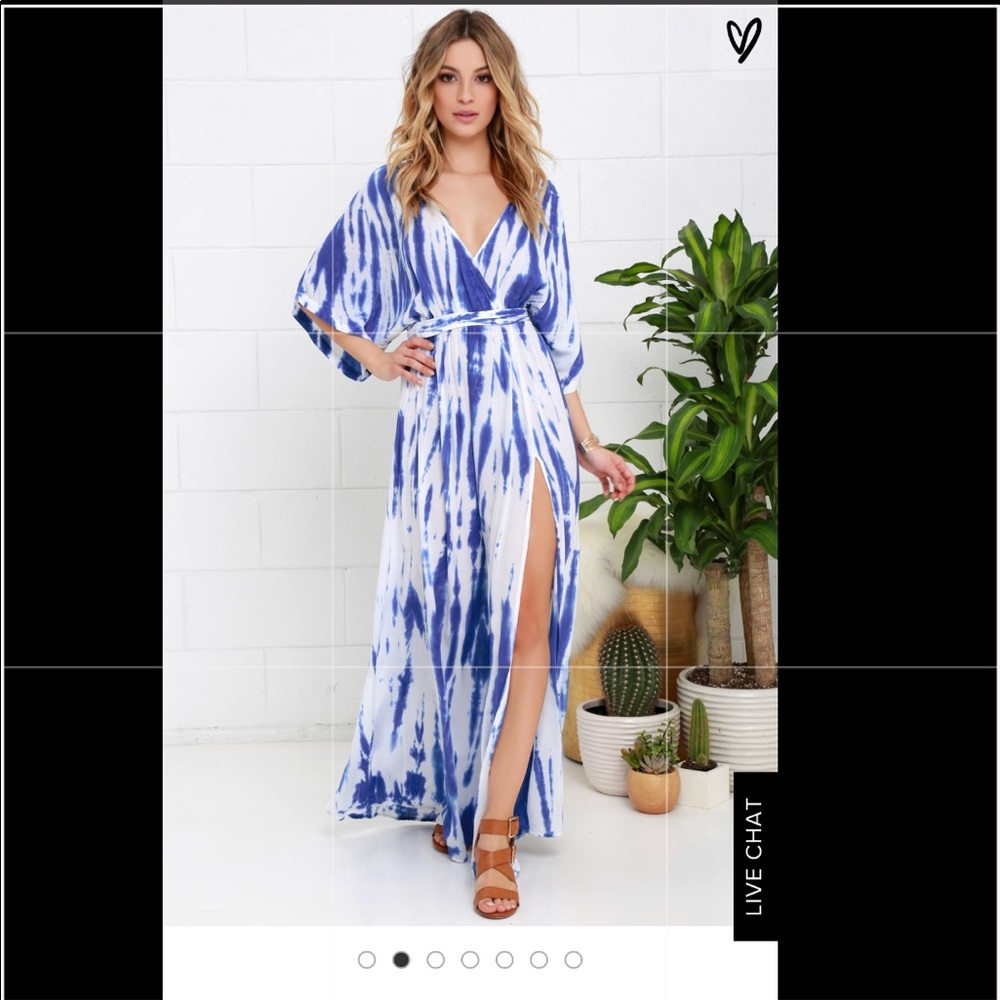 Sunday Morning blue tie dye wrap maxi